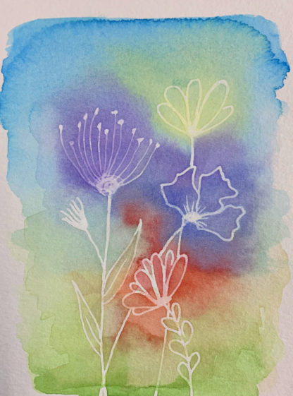 Kaart Bloemen wit op kleur