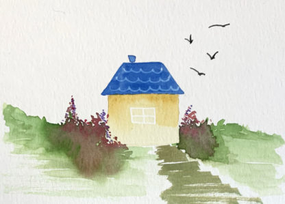 Kaart Huisje en vogels