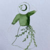 Kaart Vrouw met hoed, groen