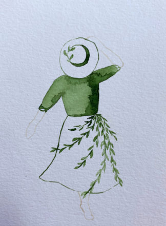Kaart Vrouw met hoed, groen