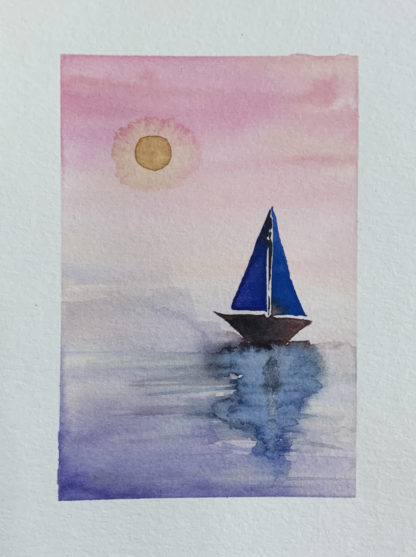 Kaart Zeilboot, zon, zee
